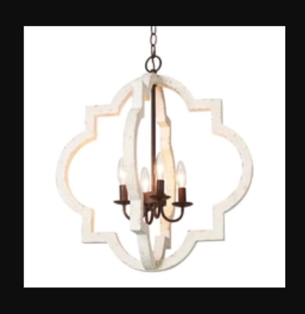 LNC Adrammelech Modern Farmhouse Mini Cage Chandelier in Whitewash A03701  NEW